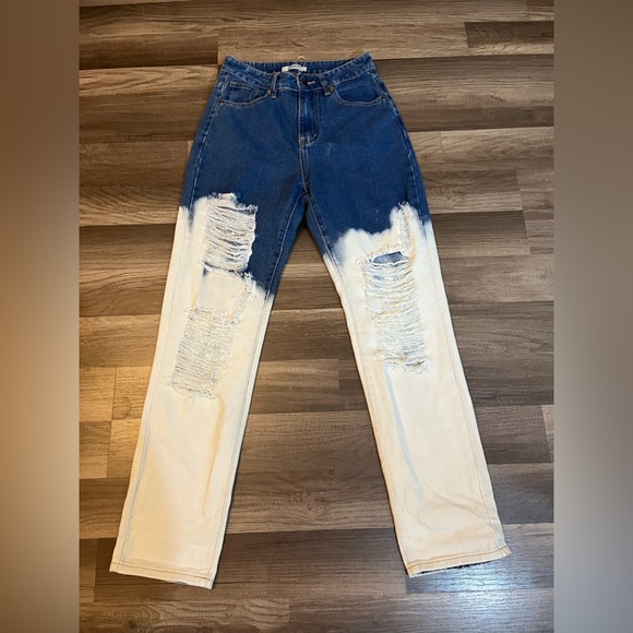 NWOT American Bazi  High Waist Denim Bleach Distressed Jeans SZ S - Picture 5 of 13